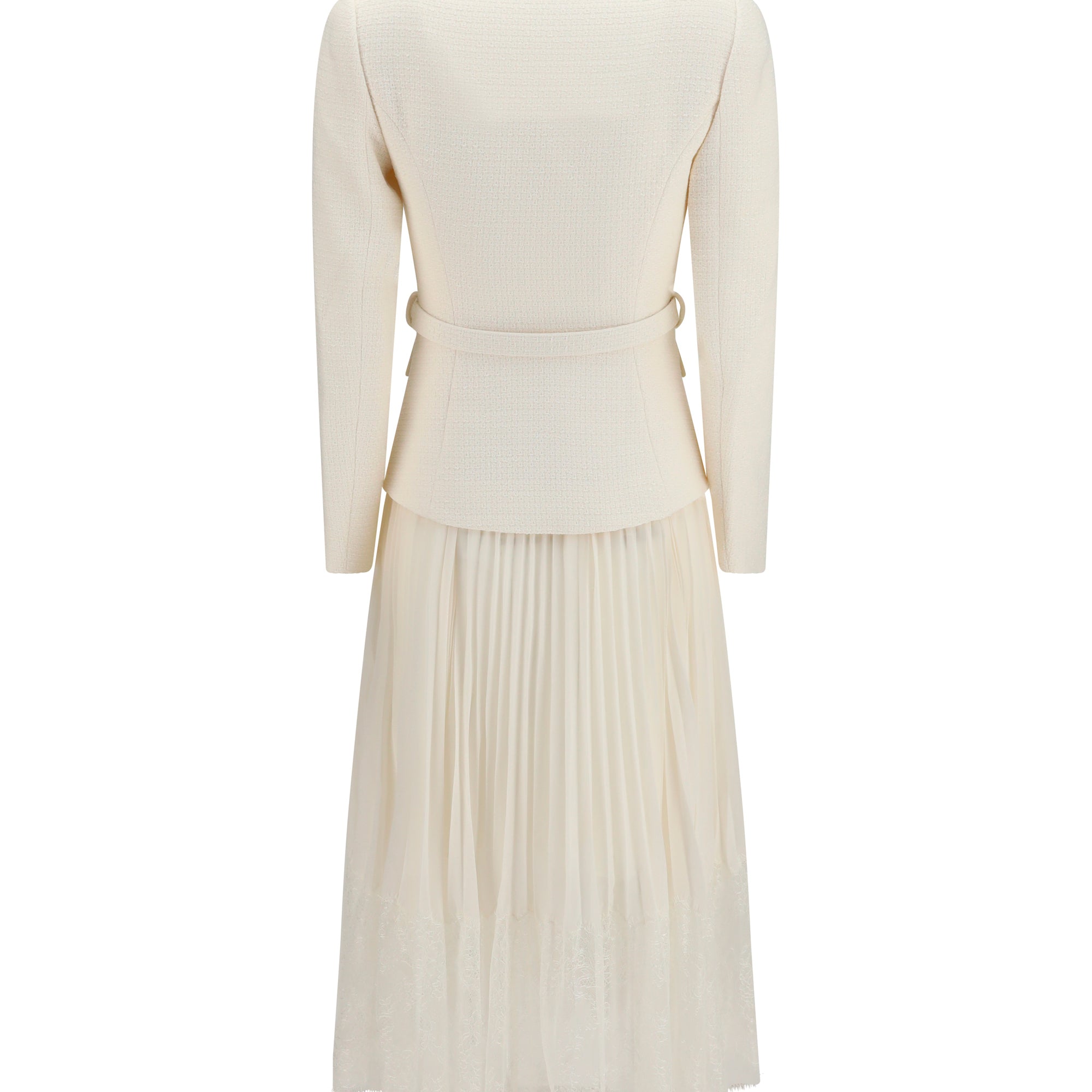 Bouclé midi Dress with shawl collar