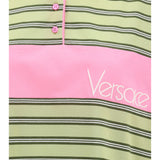 Striped intarsia cotton Polo with embroidered logo