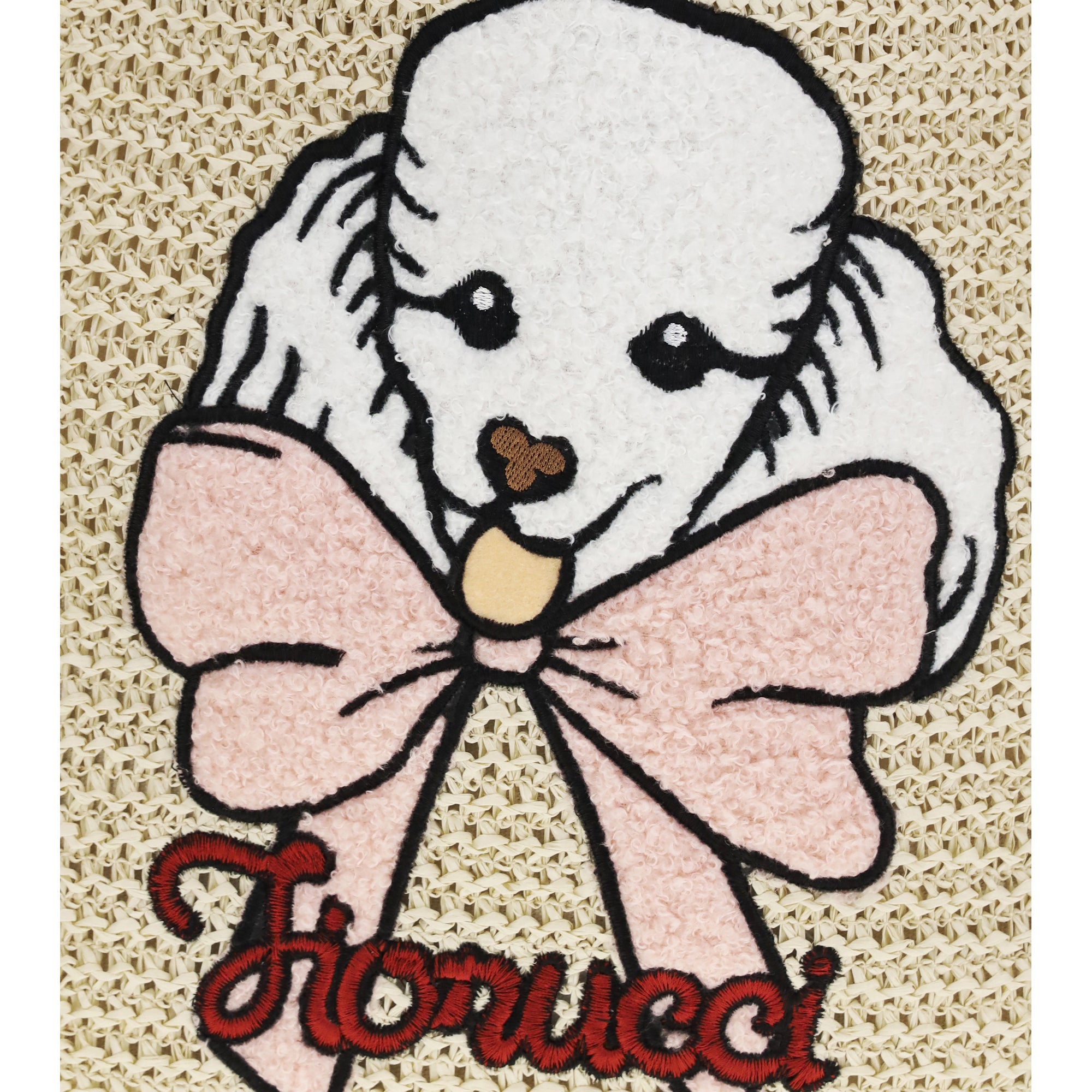 Raffia Tote Bag with poodle