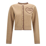 Fitted logo Cardigan in wool and cashmere