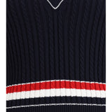 Intarsia cable-knit V-neck Sweater