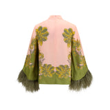 silk Top with ostrich feathers