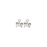 Heart-shaped crystal bow drop Earrings