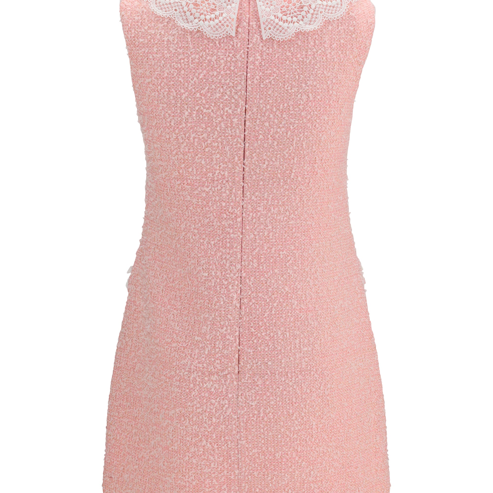 Bouclé mini Dress with lace collar