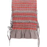 Elastic printed Top with ruching and side ties