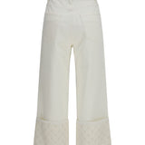 T Monogram Contrast Cuff Straight-Leg Jeans