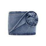 Twisted floral denim Mini Skirt