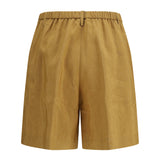 Slubbed linen and viscose Bermuda Shorts with hook and zip closure