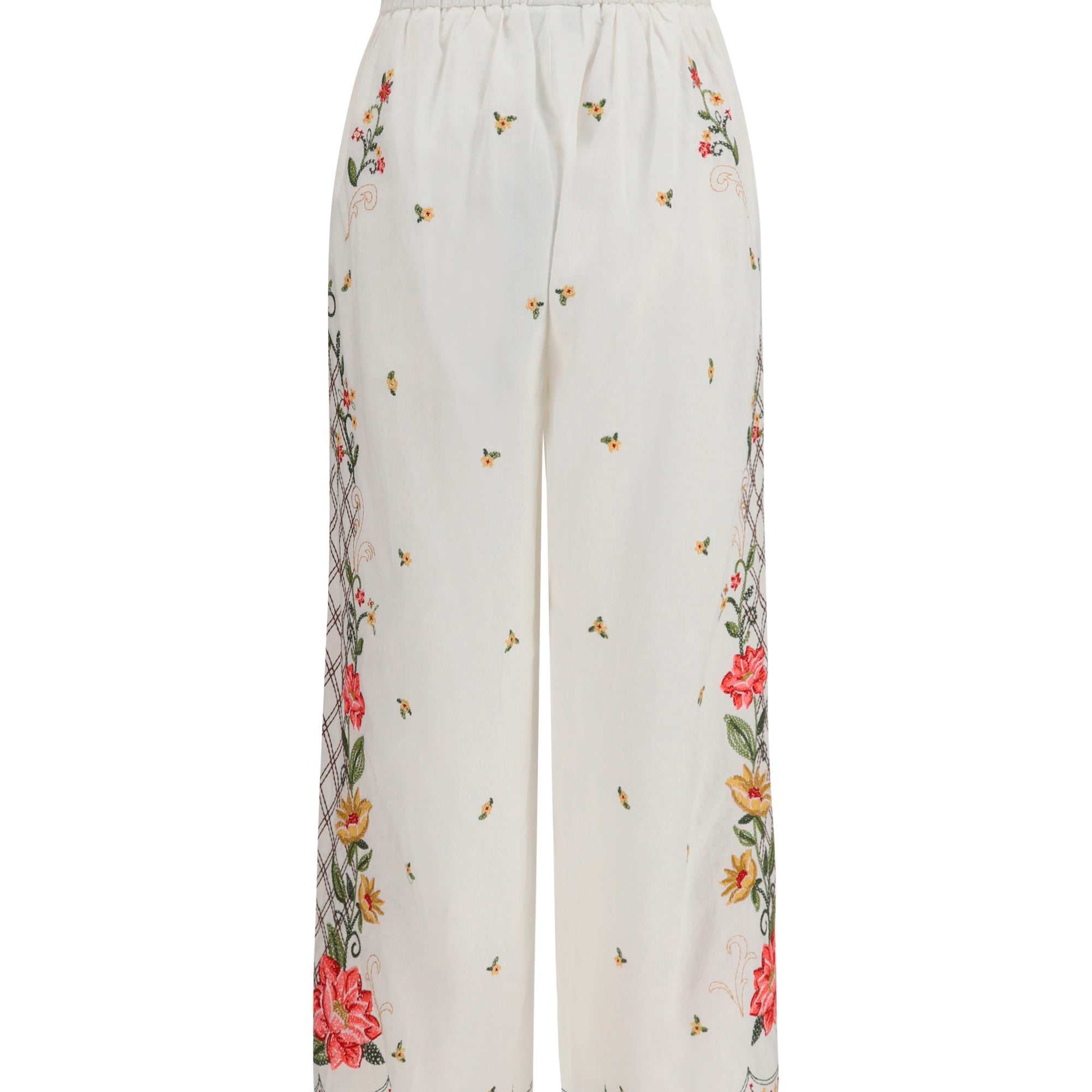 Floral embroidered wide-leg Pants