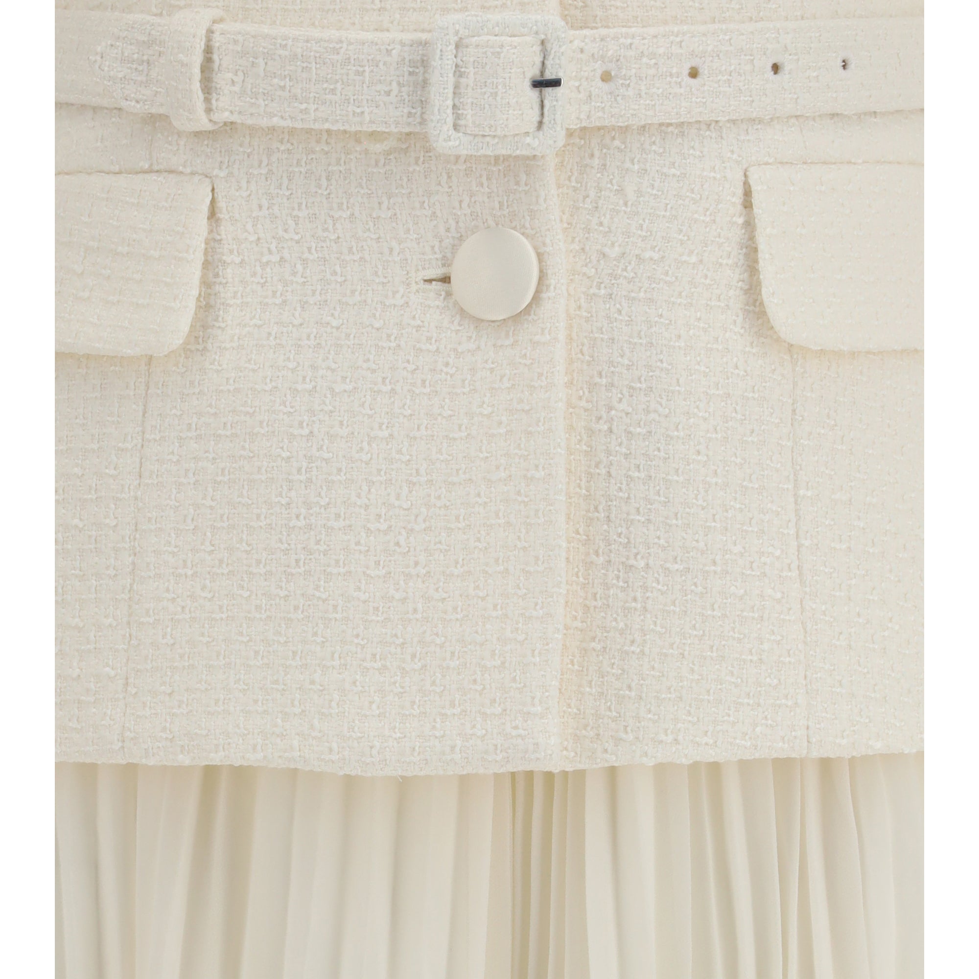 Bouclé midi Dress with shawl collar