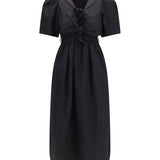 Midi Dress with bows and puff shoulders