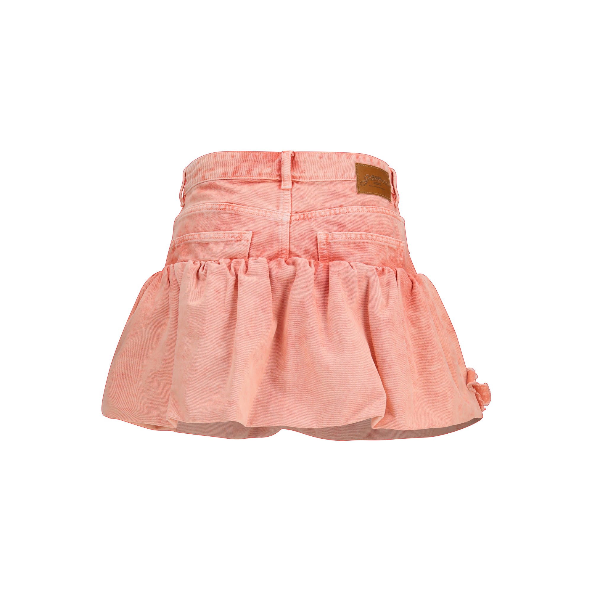 Mini Bubble Skirt in denim with appliqué roses