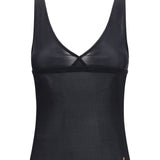 Ribbed silk jersey lace-trim tank Top