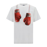 Organic cotton jersey T-shirt with boxing gloves trompe-l’œil print