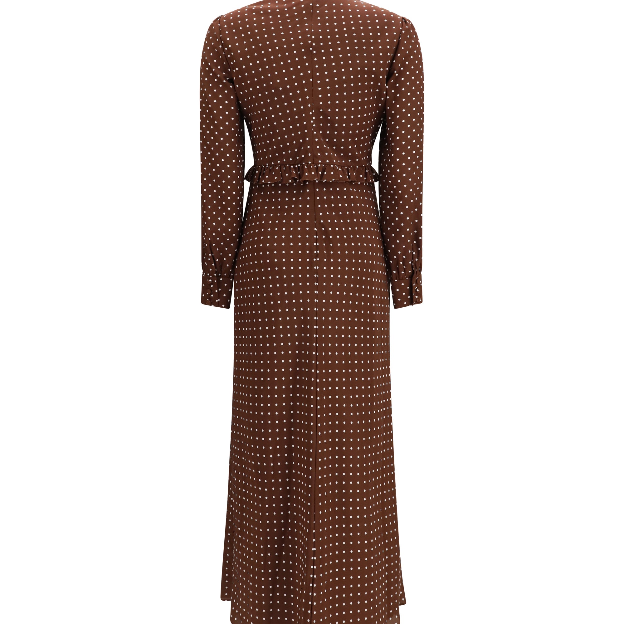 Polka Dot Silk Crêpe de Chine Midi Dress with bow