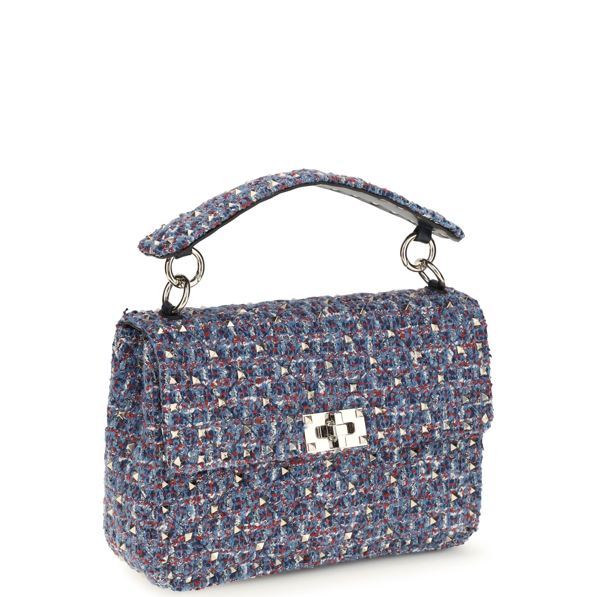 Rockstud Spike Tweed Handbag