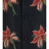 Papier Floral print linen bowling Shirt
