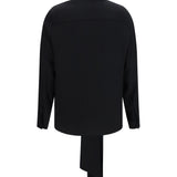 Silk Blouse with embroidered logo and scarf detail