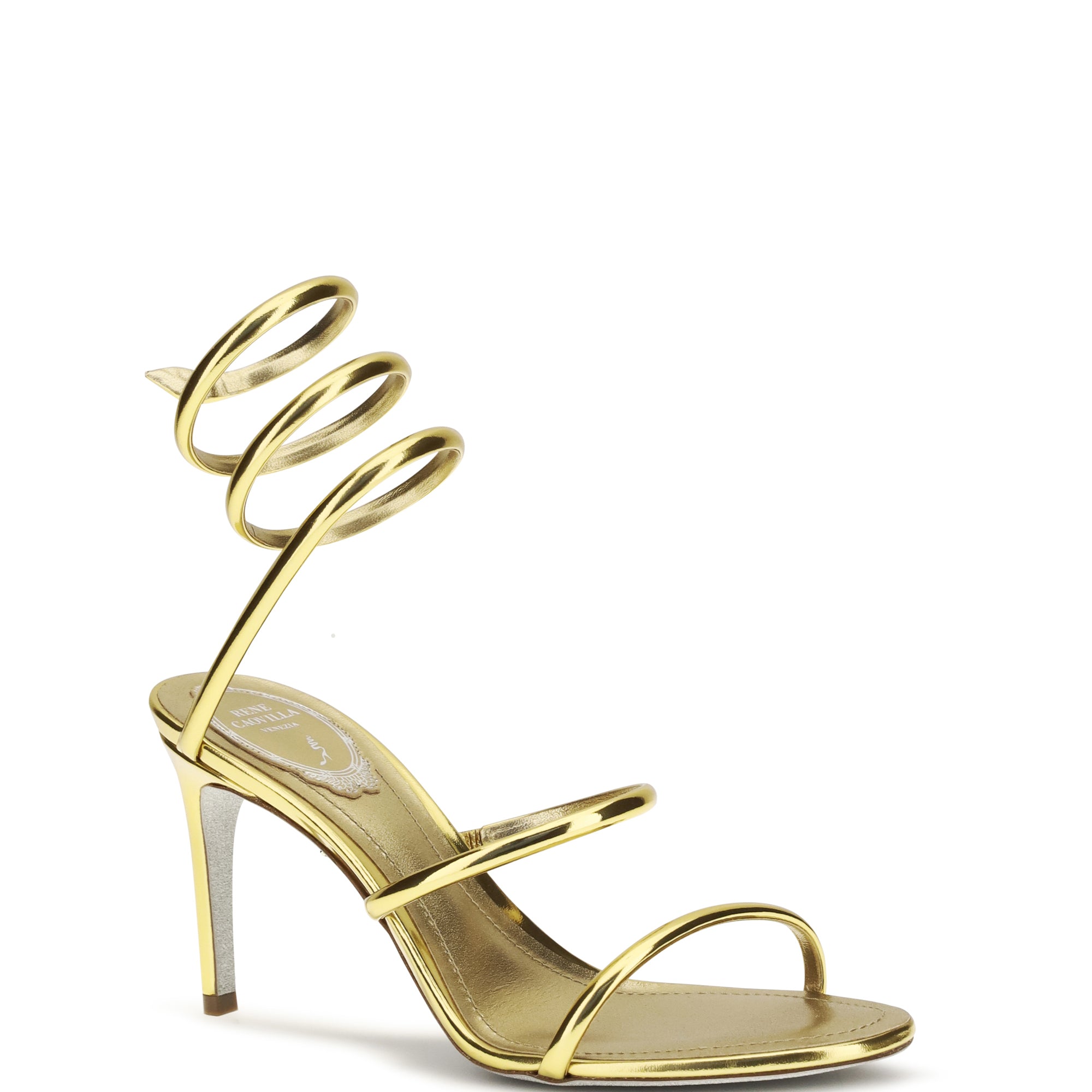 Metallic Cleo Sandals in leather