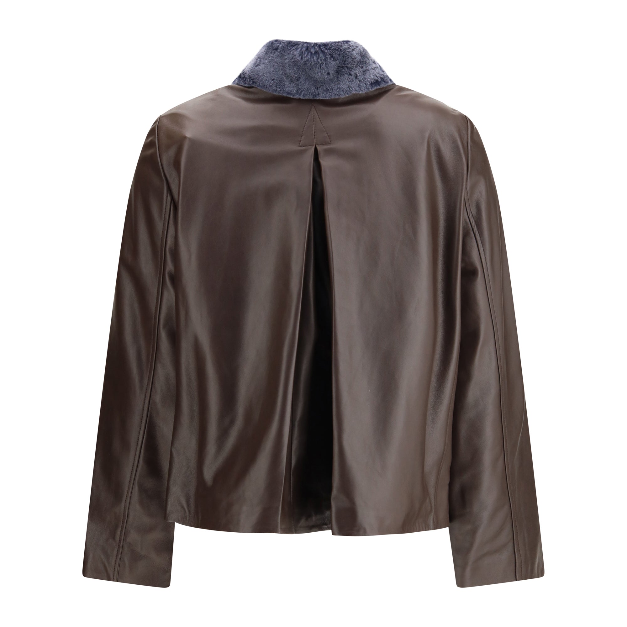 Leather Jacket with a shearling collar