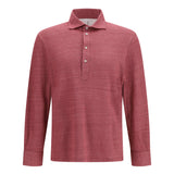 Long-sleeve Polo in mélange linen and cotton jersey