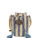 Striped raffia Bucket Bag