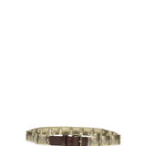 Engraved metal and leather Belt