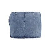 Twisted floral denim Mini Skirt