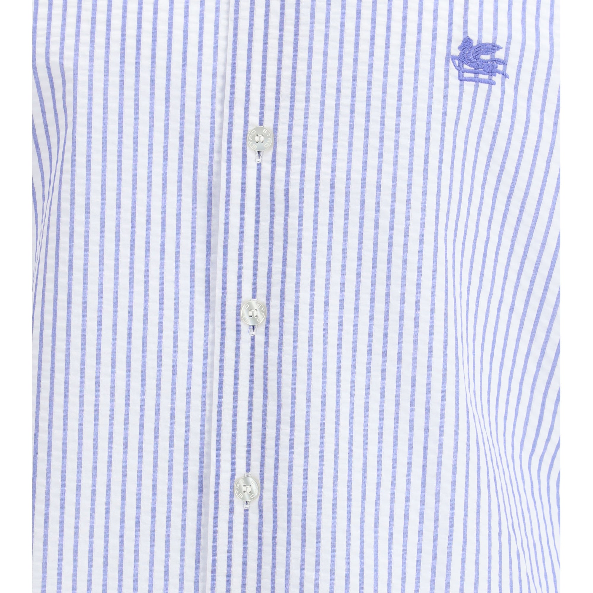 Striped cotton Shirt with an embroidered Pegaso logo on the chest