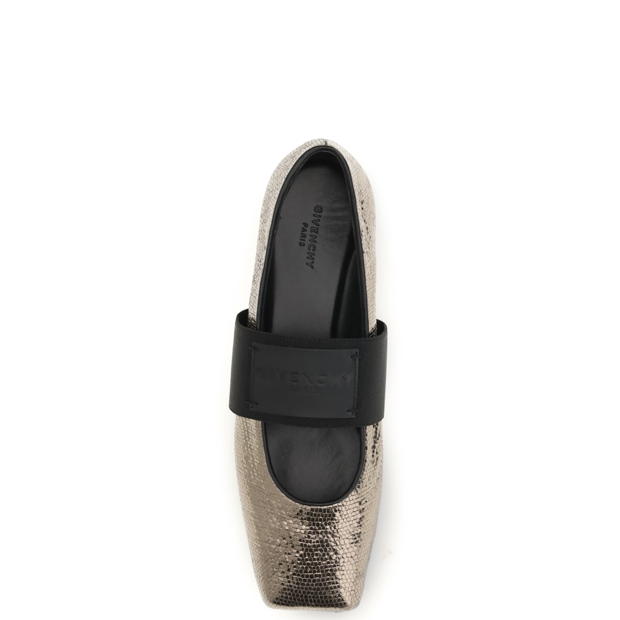 Sliced Square Ballerinas in textured leather