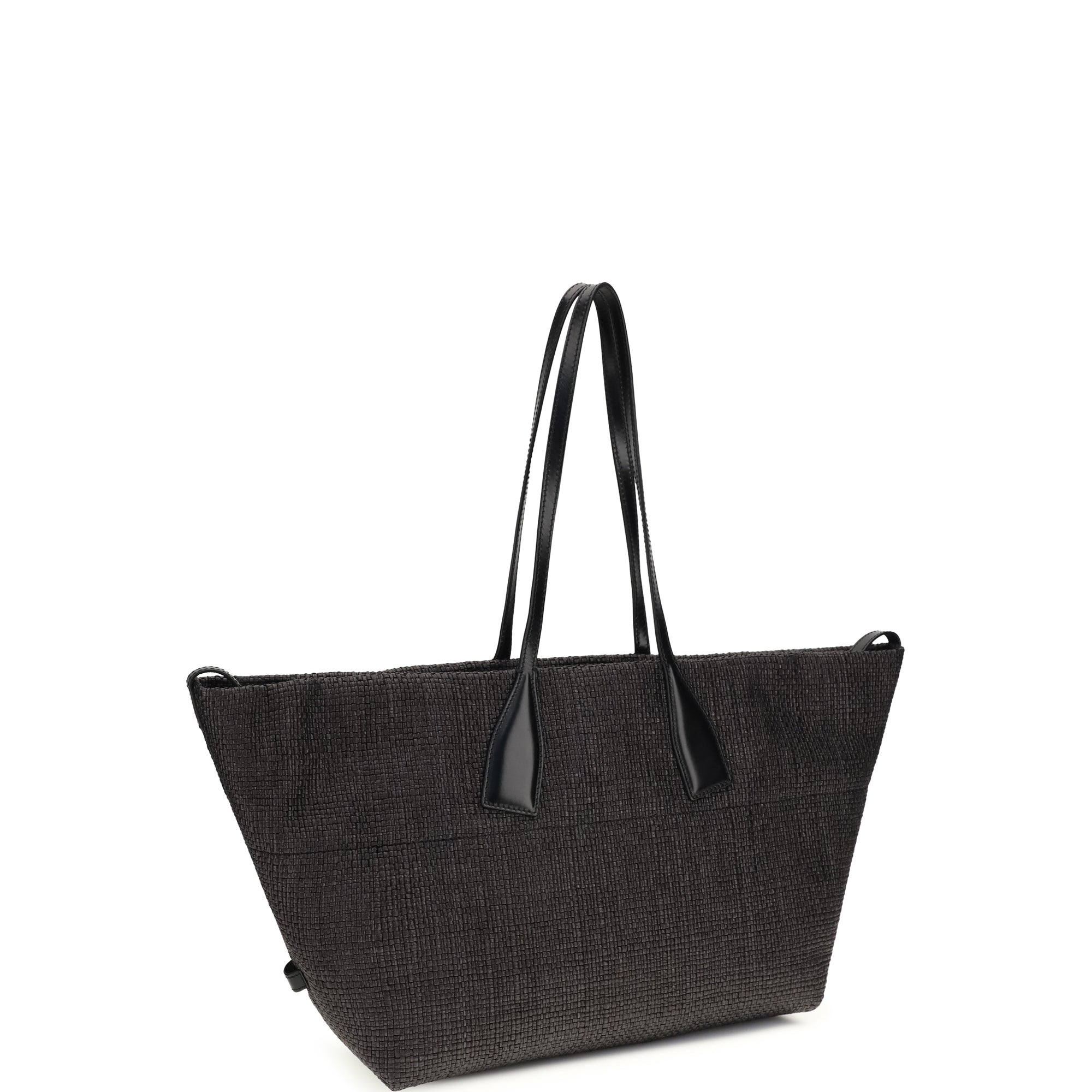 Track Shoulder Bag in leather and raffia