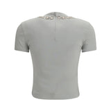 Jersey T-shirt with print and crystals