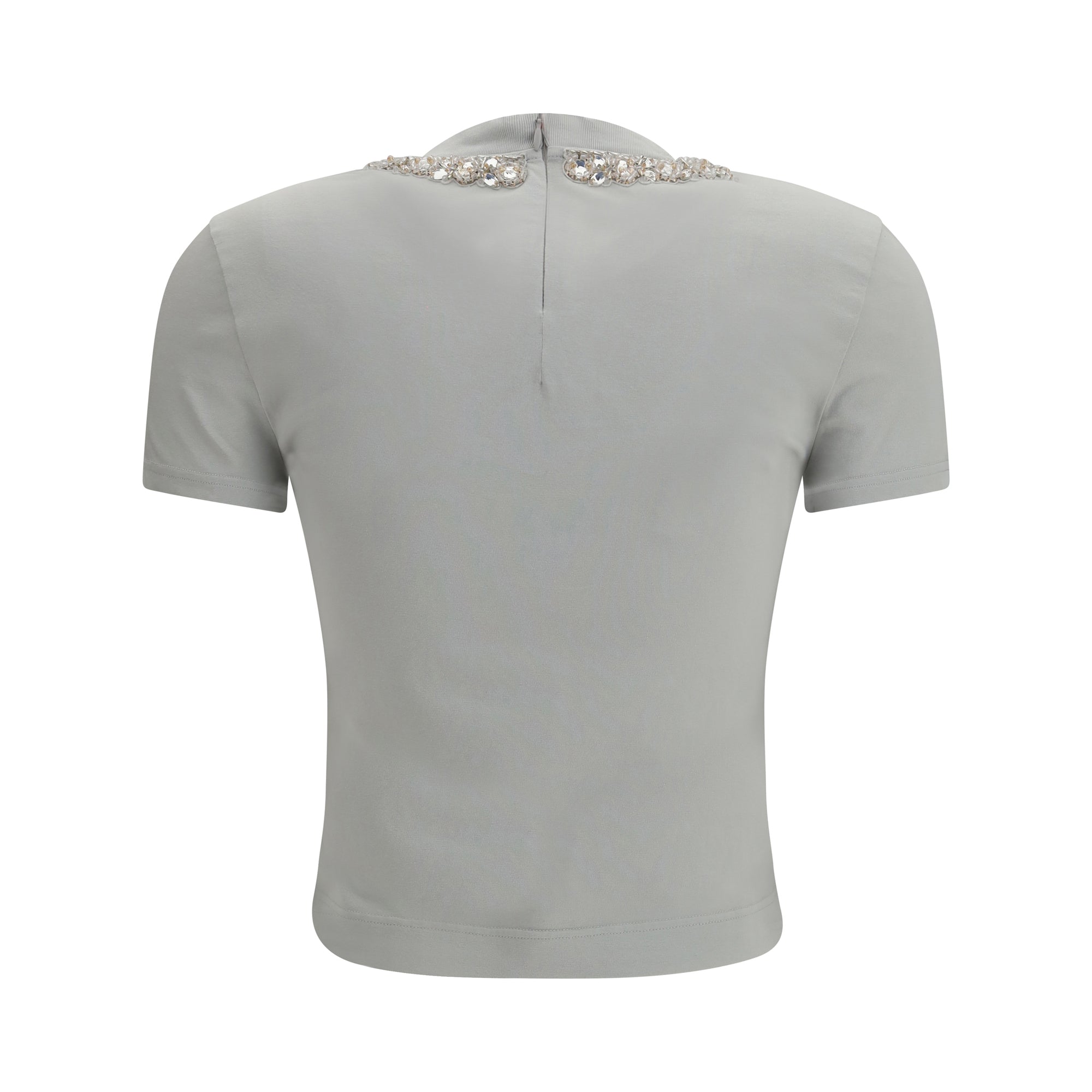 Jersey T-shirt with print and crystals