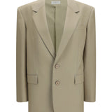 Single-breasted Jacket in wool and silk