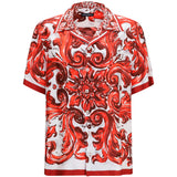 Maiolica print Hawaii Shirt in silk twill