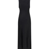 Sleeveless long fluid satin Dress
