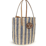 Striped raffia Bucket Bag