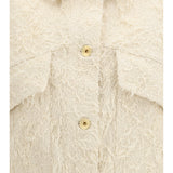Fuzzy dyed denim outerwear Jacket with monili