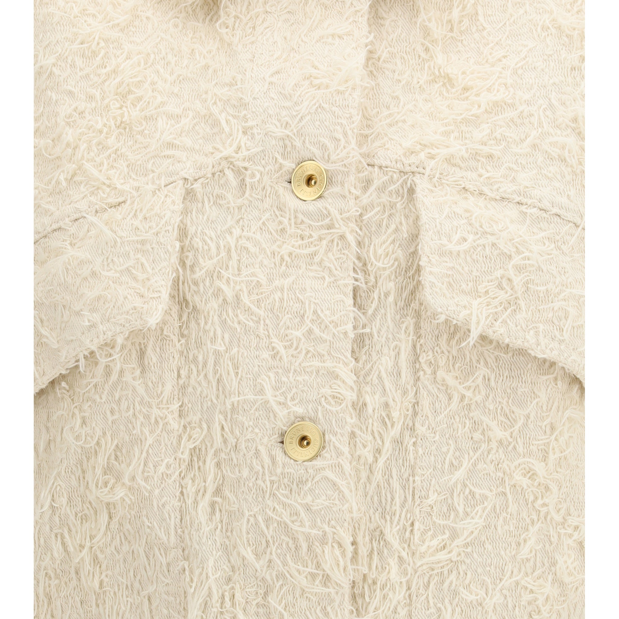 Fuzzy dyed denim outerwear Jacket with monili