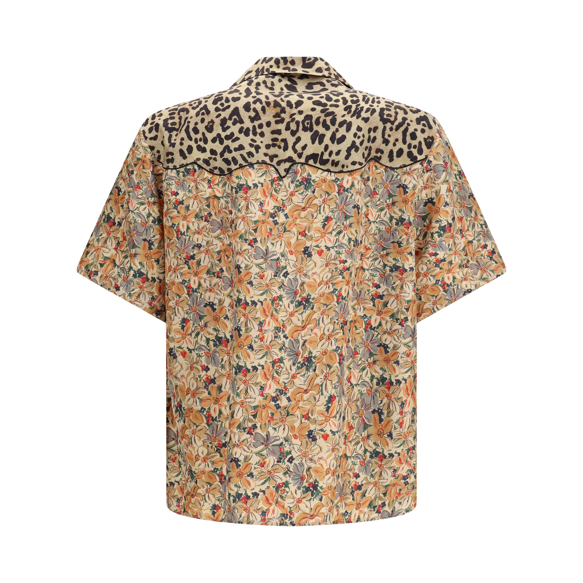 Short-sleeve floral and leopard print Shirt