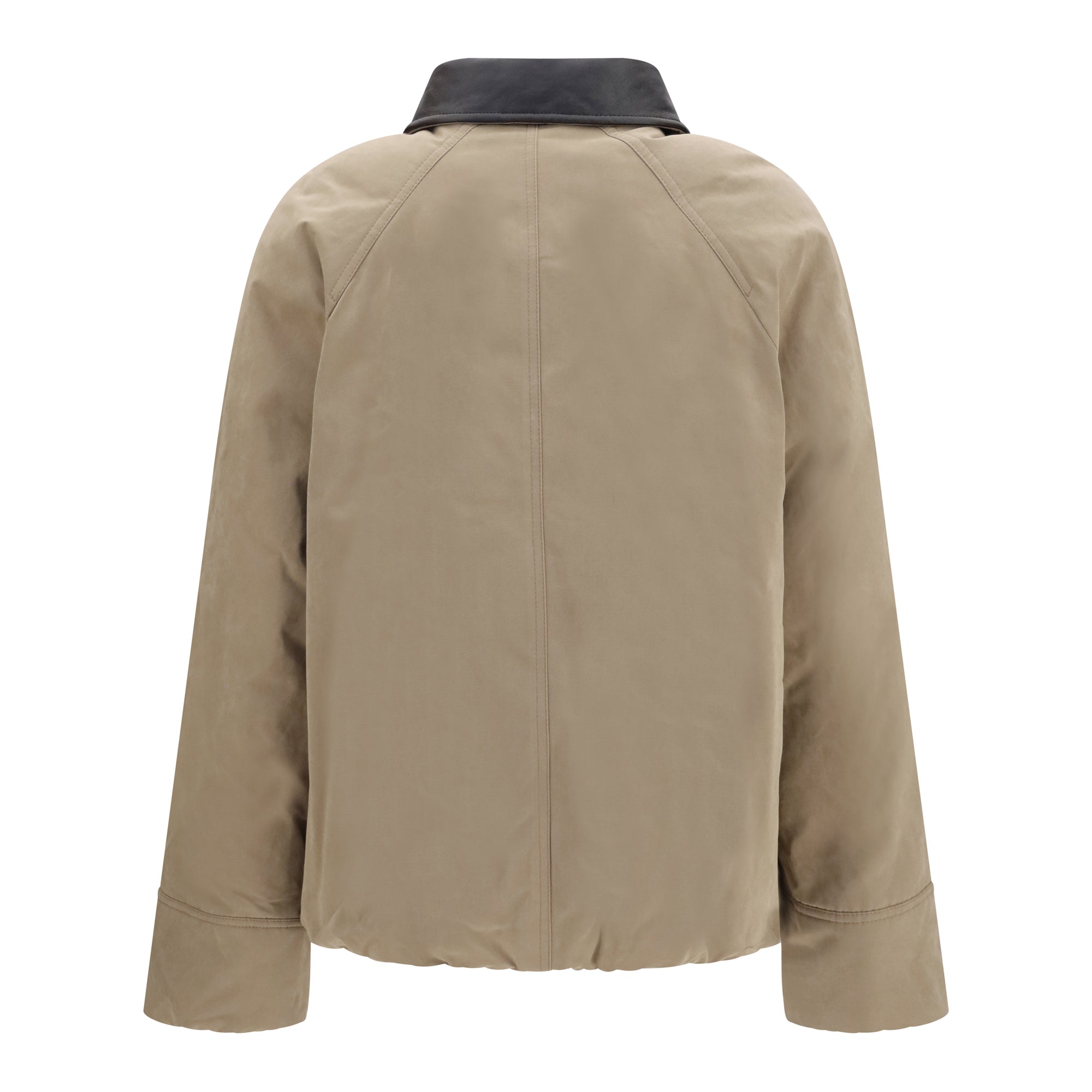 Padded down Jacket with leather collar