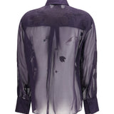 Organza Shirt with floral embroidery