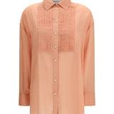 Oversized Shirt in cotton with pleated bib