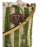 Striped raffia Bucket Bag