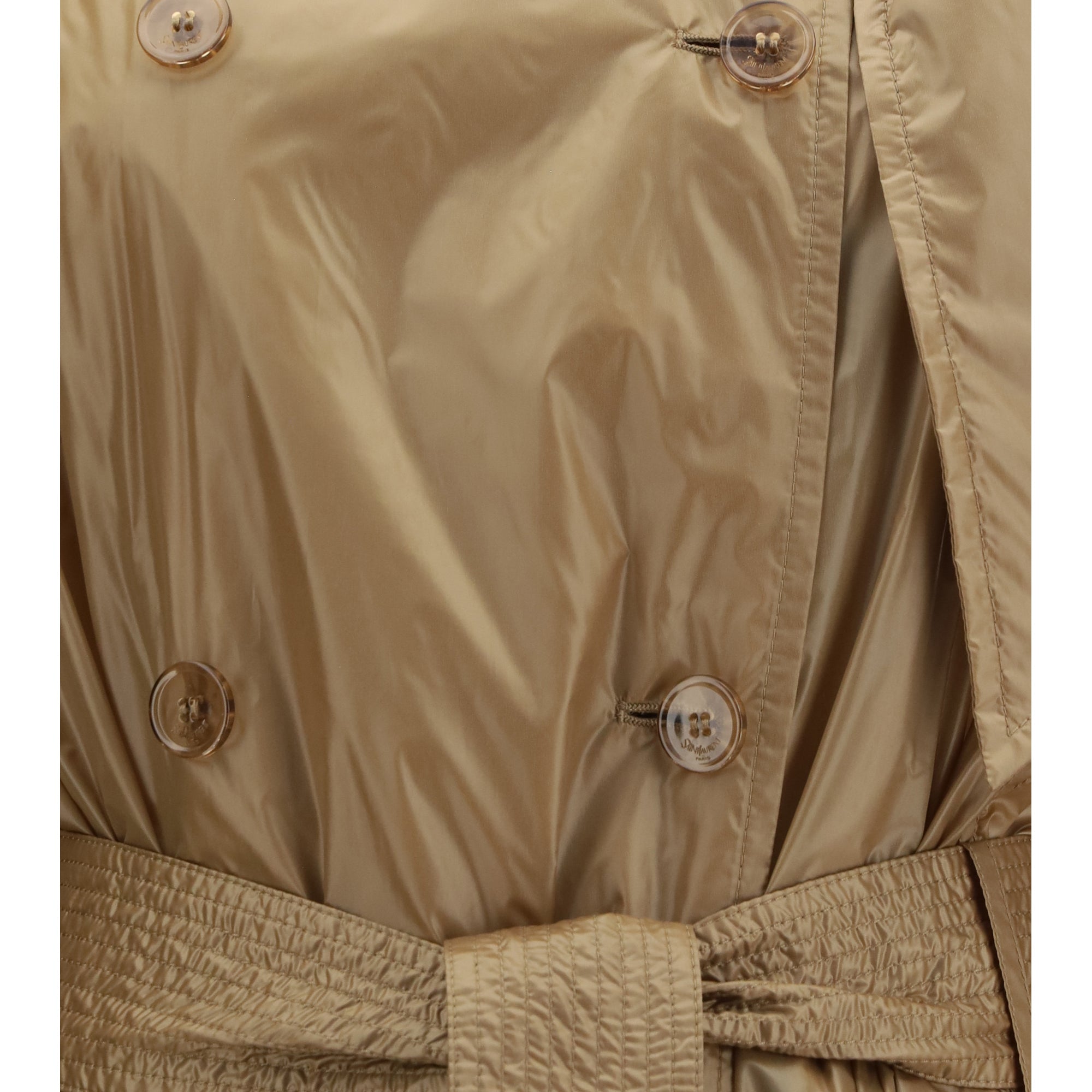 Translucent technical fabric Trench with lavallière collar