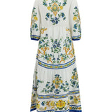 Emily floral print midi Dress with drawstring