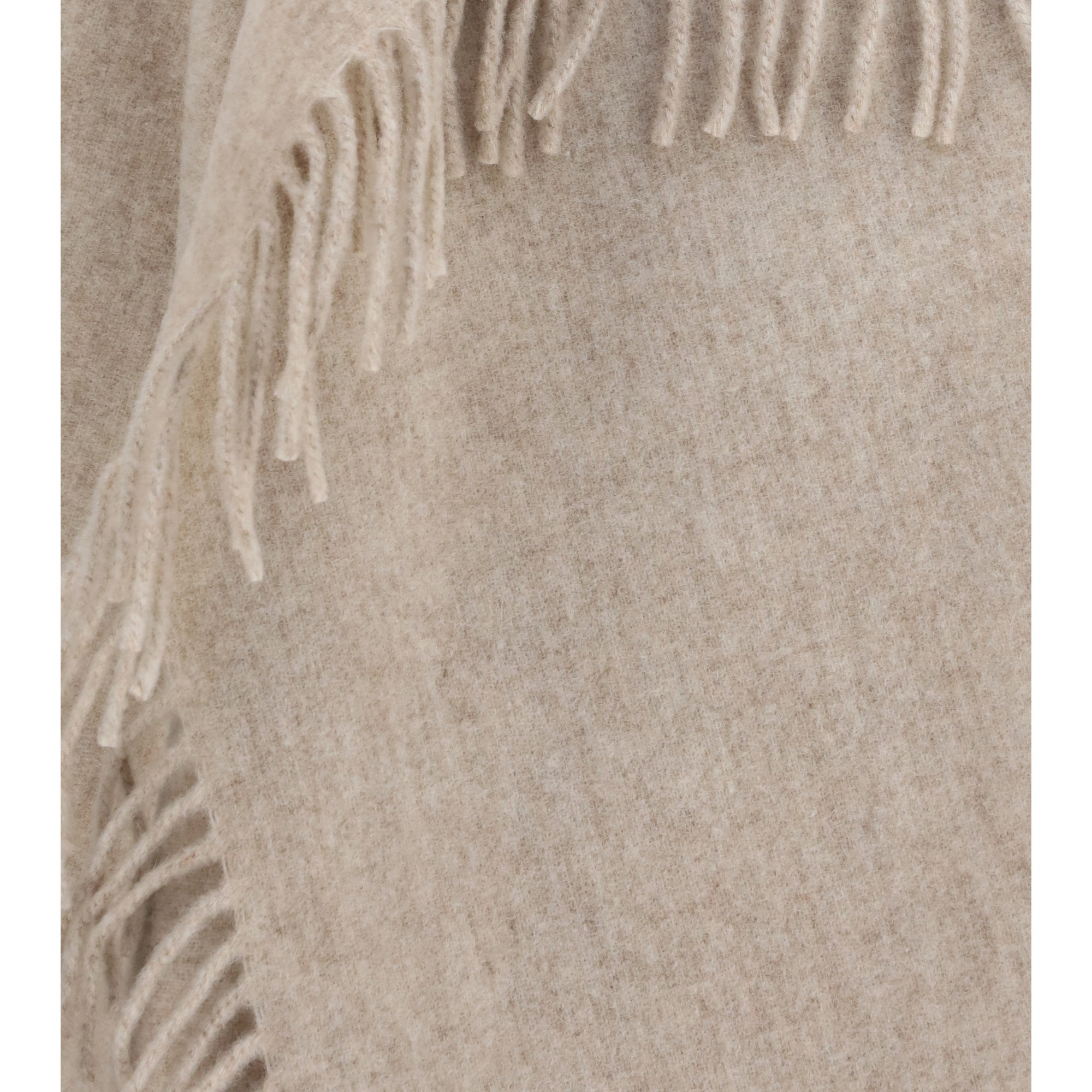 High-neck wool Cape with concealed closure and fringes