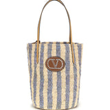 Striped raffia Bucket Bag