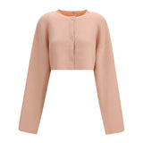 Cropped crewneck Cardigan with button fastening