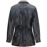 Vintage leather Jacket with drawstring